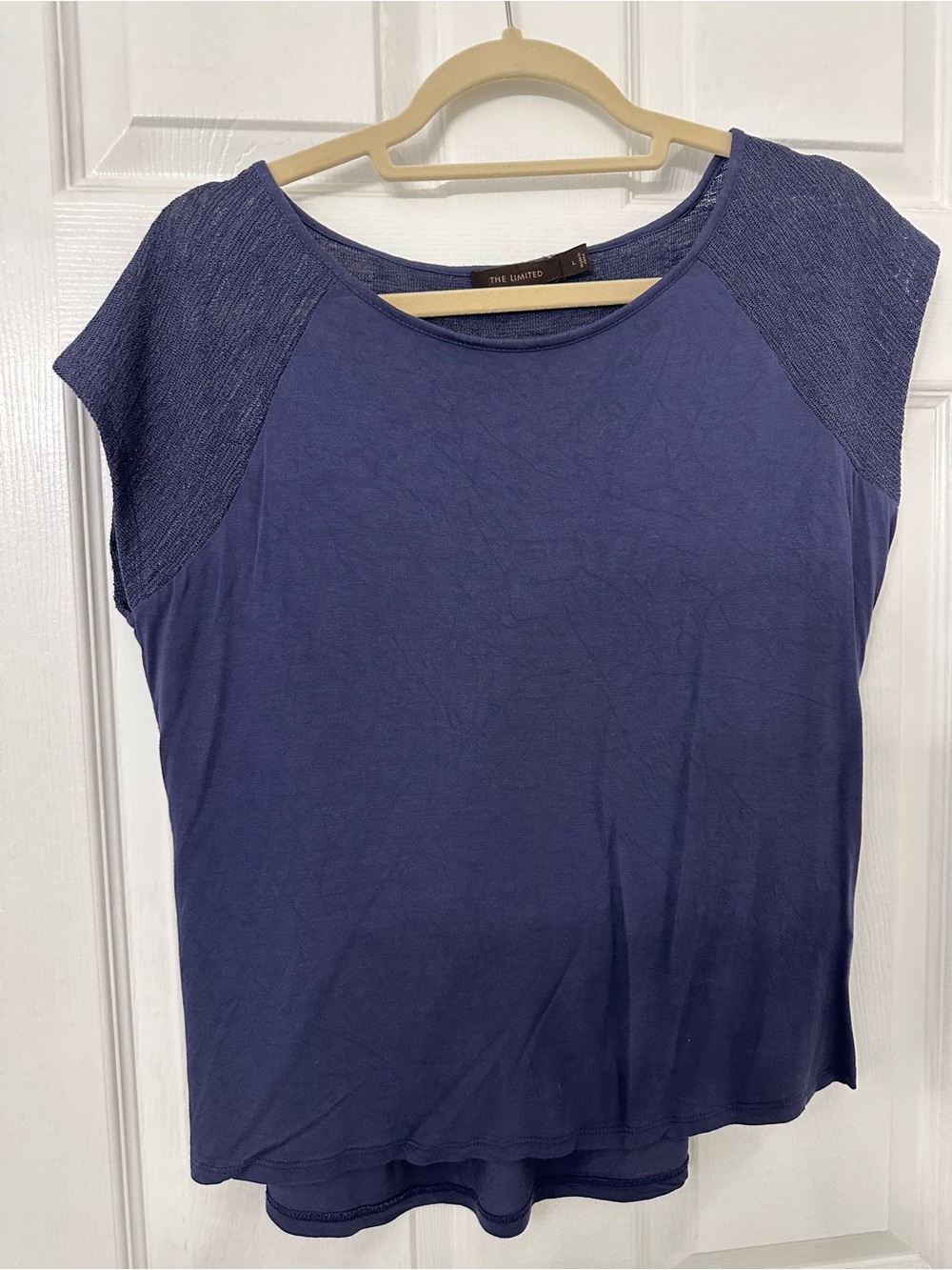 The Limited Navy Blue Short Sleeve Scoop Neck Top